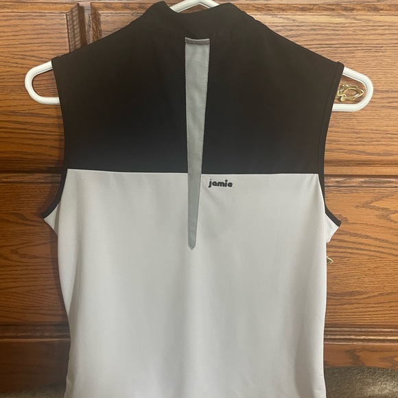 JAMIE SADOCK women’s size M  sleeveless golf top black/white/silver - Picture 2 of 4